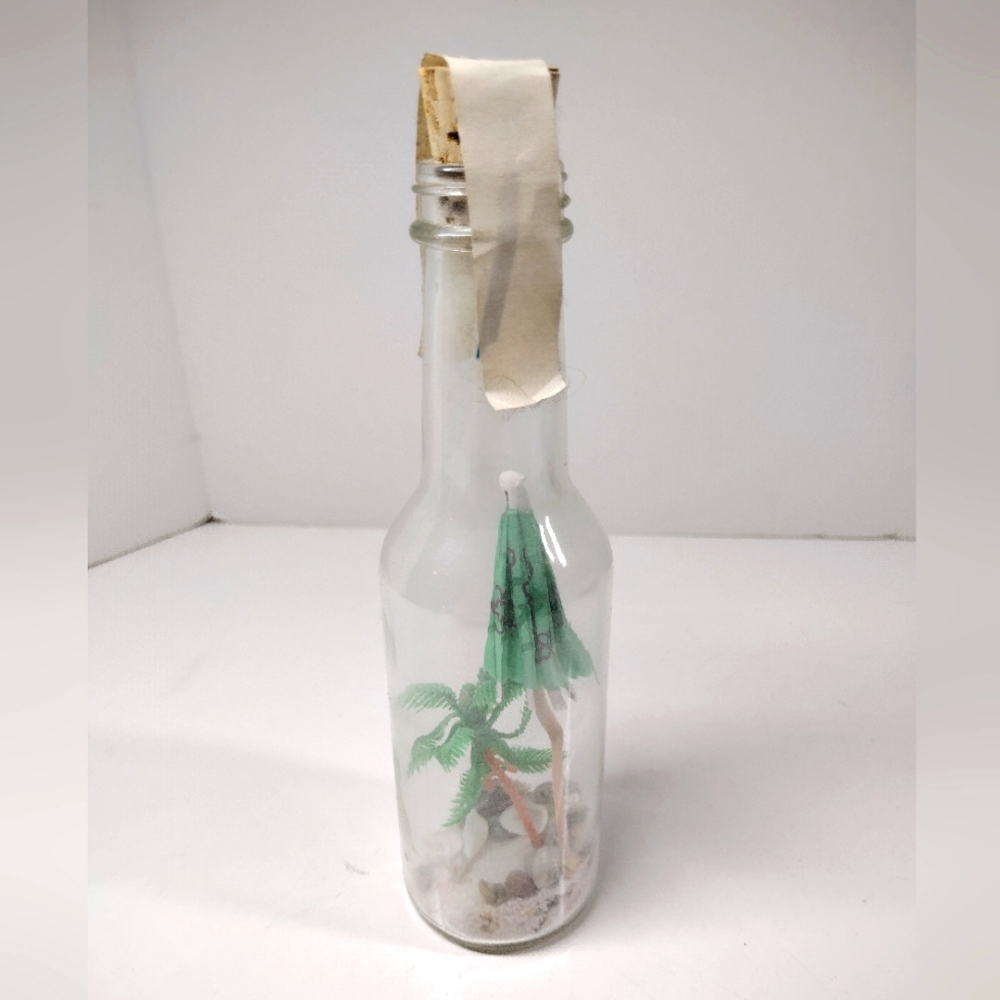 🦄RARE🦄 RedBull Collectible Decorative Glass Bottle with Miniature Palm Tree